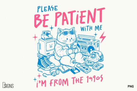 90s Cat Design for Retro Projects