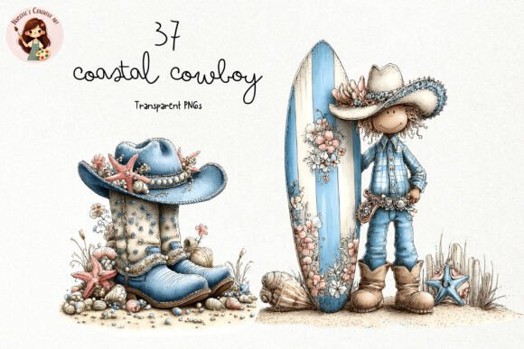 Blending Western Charm with Coastal Vibes: A Guide to Coastal Cowboy Watercolor PNG Clipart