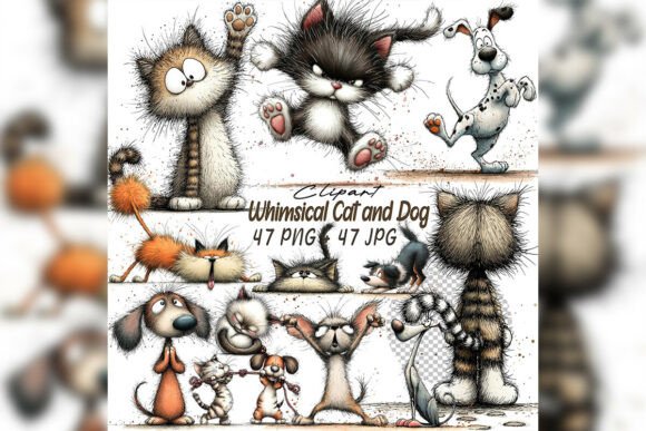 Bringing Stories to Life with Whimsical Cat Dog Friends Clipart Set