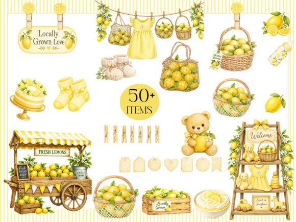 Celebrating New Beginnings: The Charm of Fresh Lemon Baby Shower Clipart