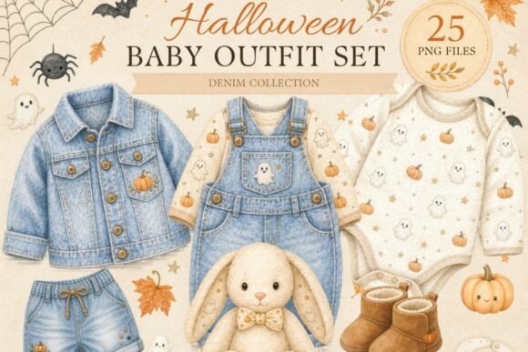 Crafting Cozy Autumn Memories with Watercolor Halloween Baby Outfit Clipart