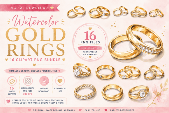 Elevate Designs with Gold Ring Clipart