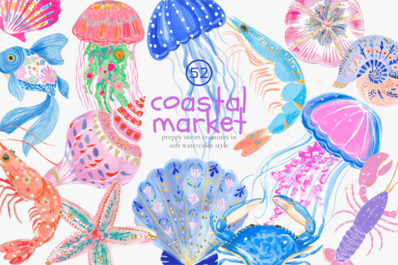 Elevating Digital Design with the Coastal Market Clipart Set: A Strategic Asset for Modern Creators