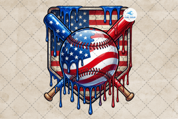 Evaluating the Patriotic Baseball Ice Cream Drip PNG for 4th of July Sublimation Projects
