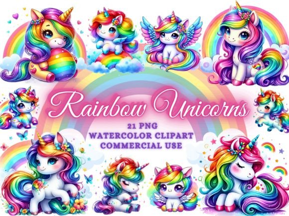 Evaluating the Rainbow Unicorns Clipart - Unicorn Png Bundle for Creative Projects