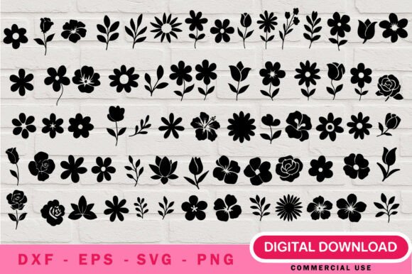 Flower Silhouette SVG Bundle for Crafters