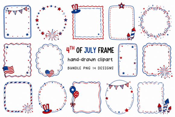 Hand-Drawn 4th of July Frame Clipart Set: A Creative Guide for Patriotic Designs