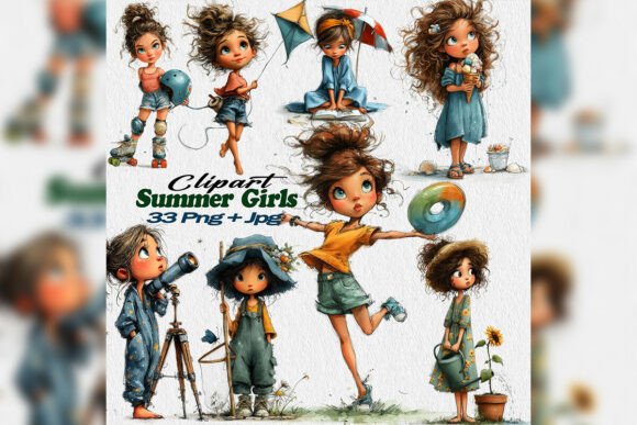 Integrating Whimsical Summer Girls Beach Clipart into Your Creative Workflow