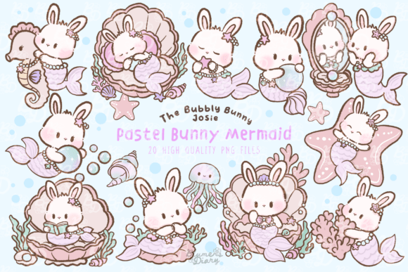 Kawaii Pastel Bunny Mermaid Clipart Guide