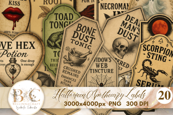 Mastering the Art of Spooky Decor with Halloween Apothecary Labels Clipart PNG