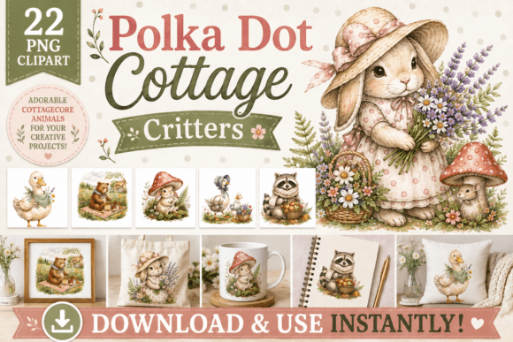Polka Dot Cottage Critters Clipart