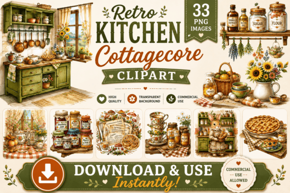 Retro Cottagecore Kitchen Clipart Guide
