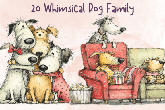 Strategic Branding with Storybook Whimsical Dog Family Clipart