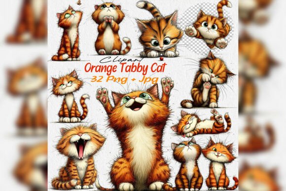 Unleashing Creativity: The Charm of Whimsical Orange Tabby Cat Birthday Clipart