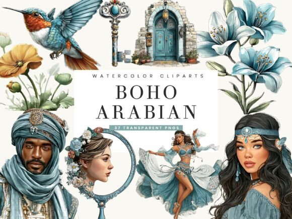 Watercolor Boho Arabian Clipart Guide