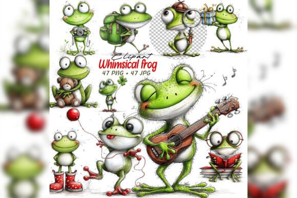 Whimsical Frog Clipart Set Guide