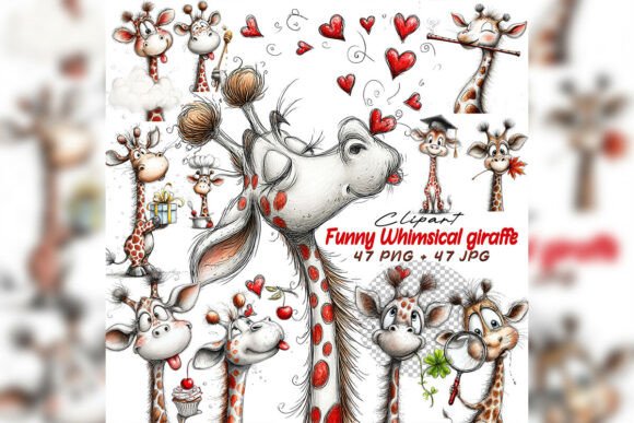 Whimsical Giraffe Clipart Set